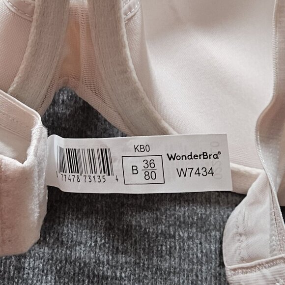 Wonderbra Size 36B Bra Beige Wired Pudded Cups Adjustable Straps W7434 Comfort - Picture 10 of 15